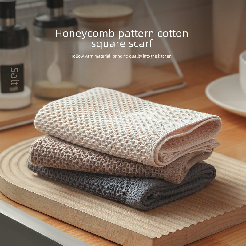 Toalla de algodón absorbente estilo colgante, toalla cuadrada para el hogar, cocina, sala de estar, mesa de té, escritorio, limpieza, paño de panal